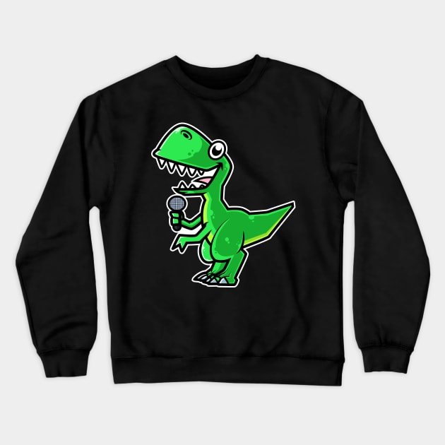 Dinosaur Sing Karaoke Kids Kawaii Neko Anime design Crewneck Sweatshirt by theodoros20